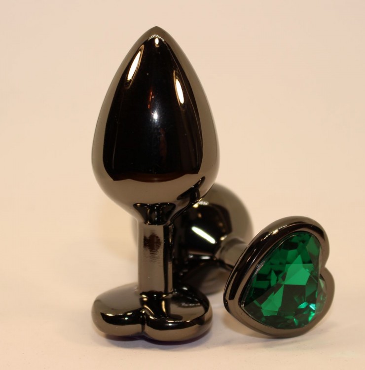 Чёрная пробка с зеленым сердцем-кристаллом - 7 см. от 4sexdreaM